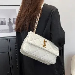 Women's Solid Color Shoulder Bag, New Design Diamond Chain Bag, Small Square Bag in Hand, Fashionable Letter Bag, Messenger Bag.
