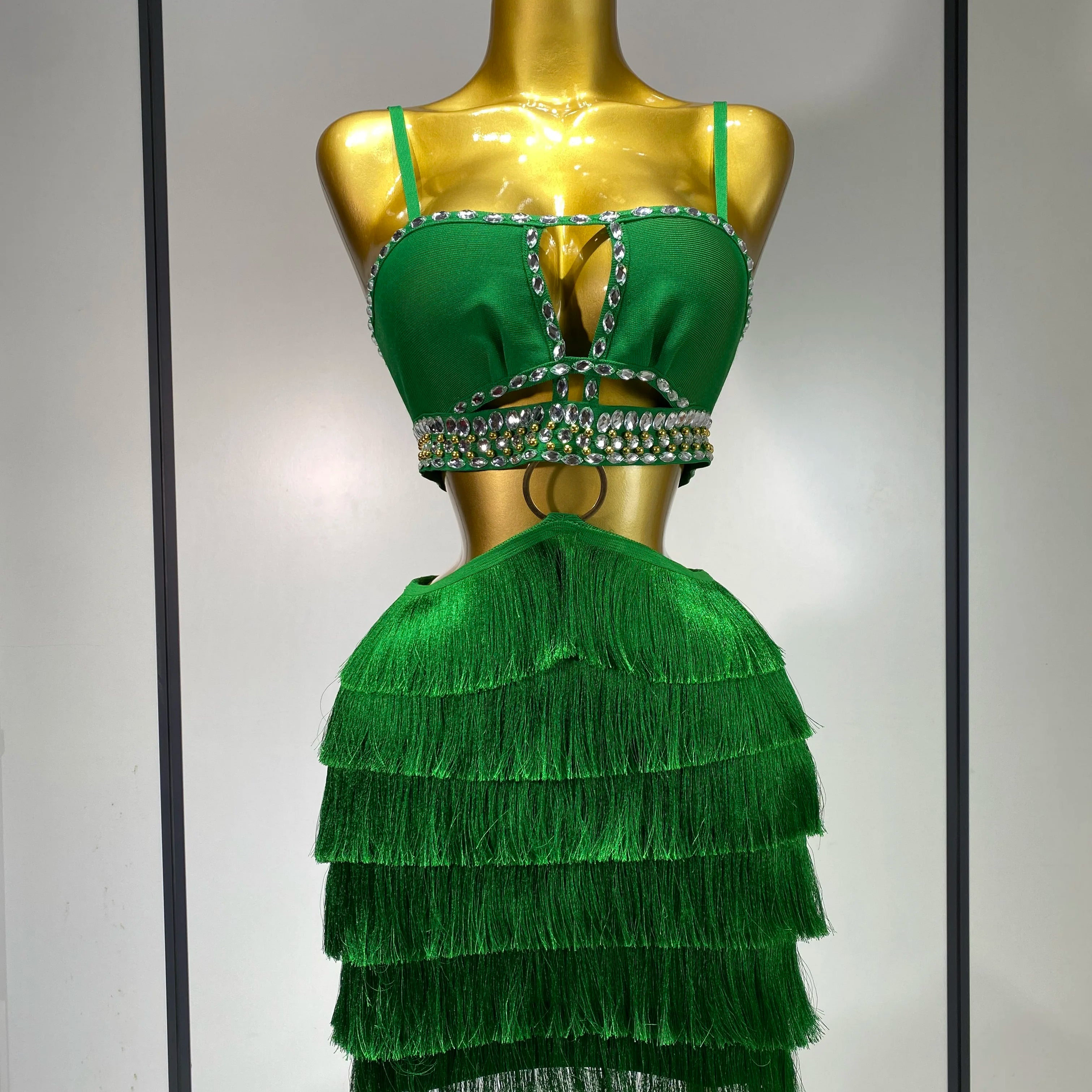 Sexy Sling Backless Dress Women Green Bodycon Bandage Dress 2025 Celebrity Elegant Evening Club Luxury Birthday Party Dresses