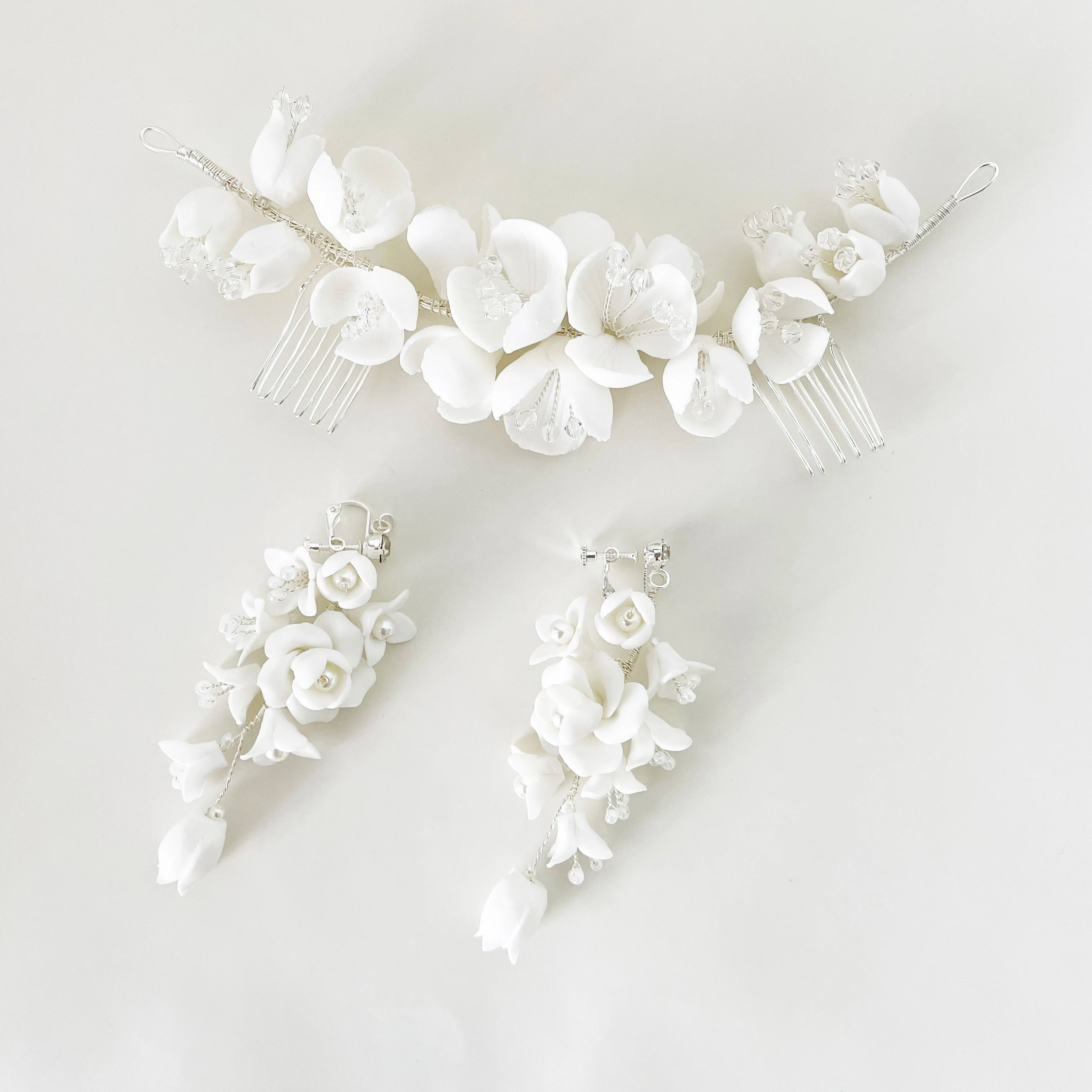 Clay Floral Bridal Hair Comb Handmade Headpiece Rhinestone Hair Vine Wedding Hair Jewelry New arrival
