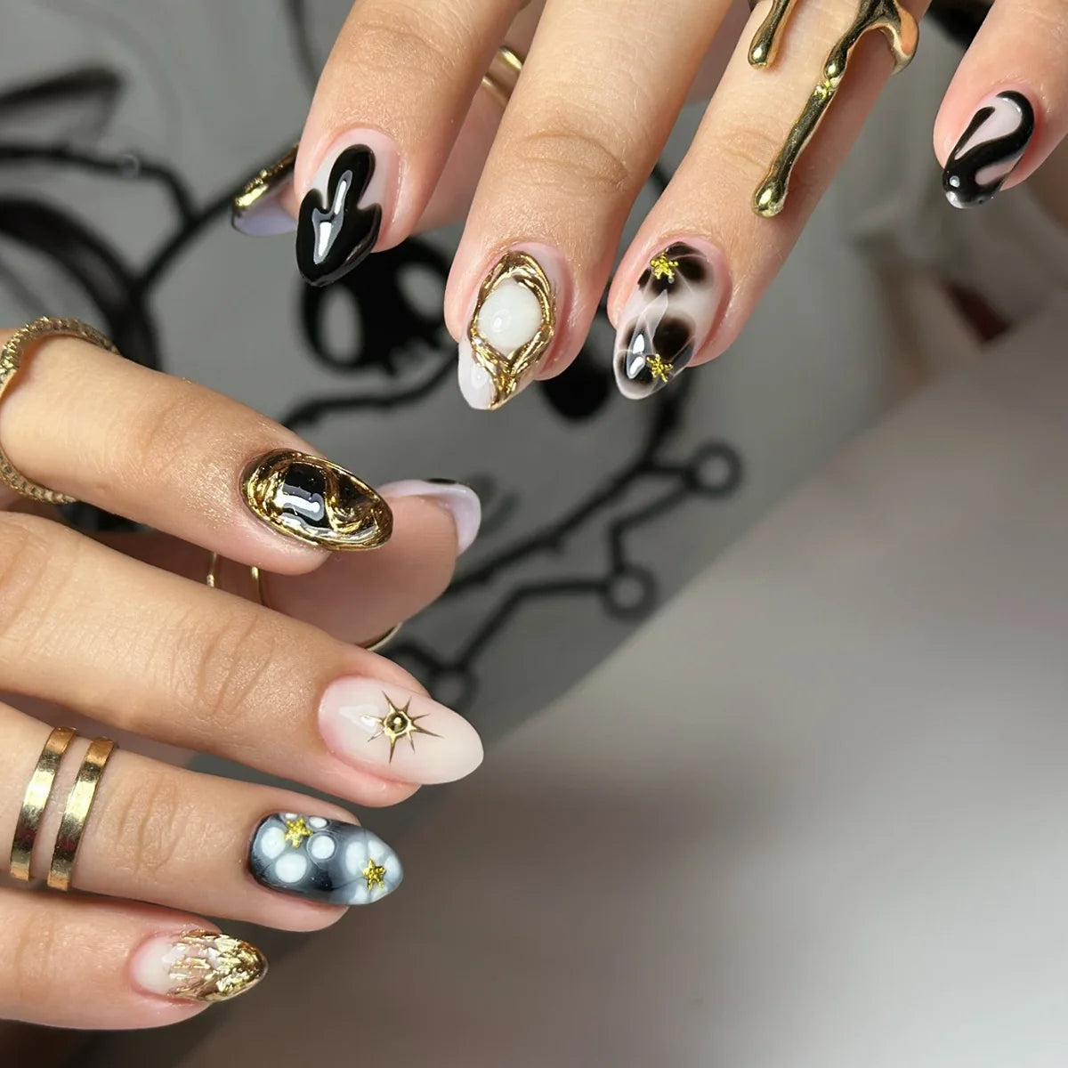 24Pcs French False Nails With Purple Edge  Almond Bow Flower Design Detachable Acrylic Fake Nails Long Stiletto Press On Nails