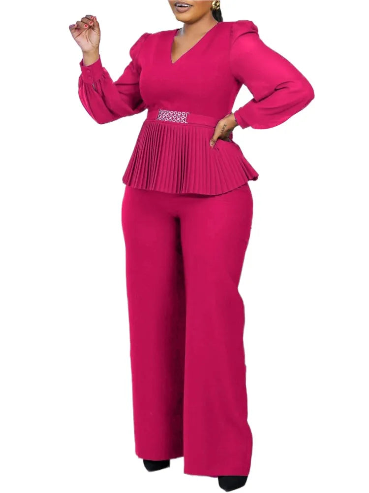 Plus Size Summer 2 Two Piece Set Women Mesh Long Sleeve See Through Fashion Ladies Blouses Loose High Waist Woman Wide Leg Pant