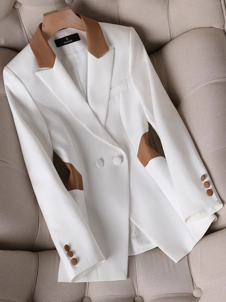 Spring Autumn Green White Women Slim Blazer Long Sleeve Single Breasted Office Ladies Business Work Wear Formal Jacket Coat White Blazer