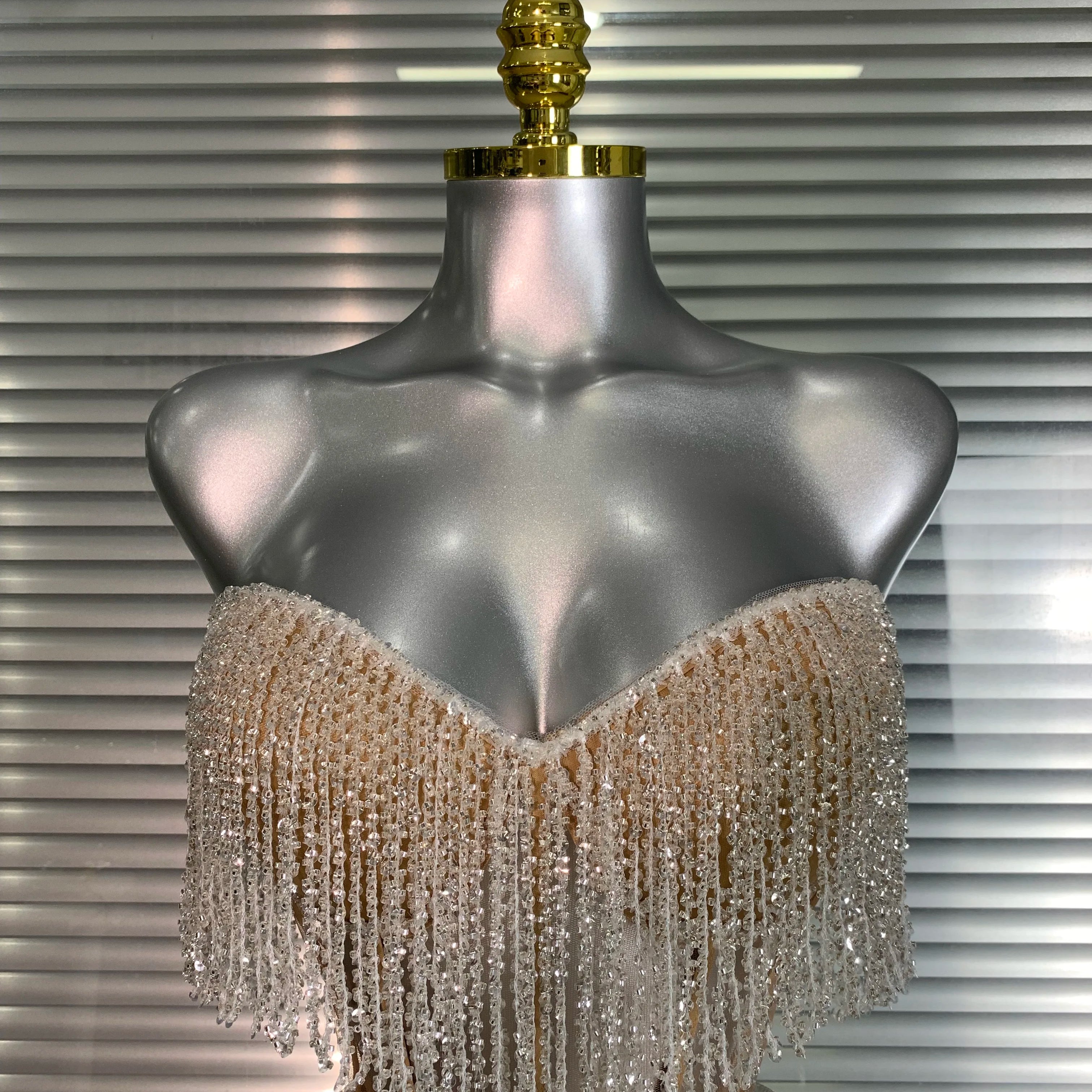 New Women Sexy Tassel Two Pieces Set Sparkly Night Club Skirt Suits Singer Dancer Stage Performance Costume