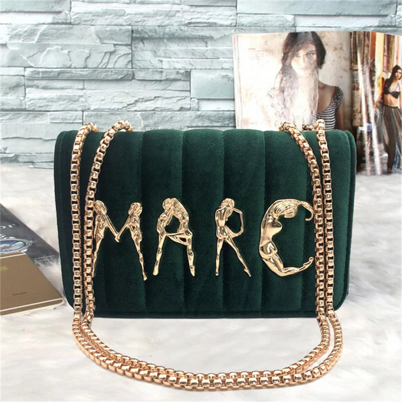 Fashion Green Small Shoulder CrossBody Bags Female Travel Chain Handbags Brand Designer Crossbody Bags For Women New Clutch velvet green