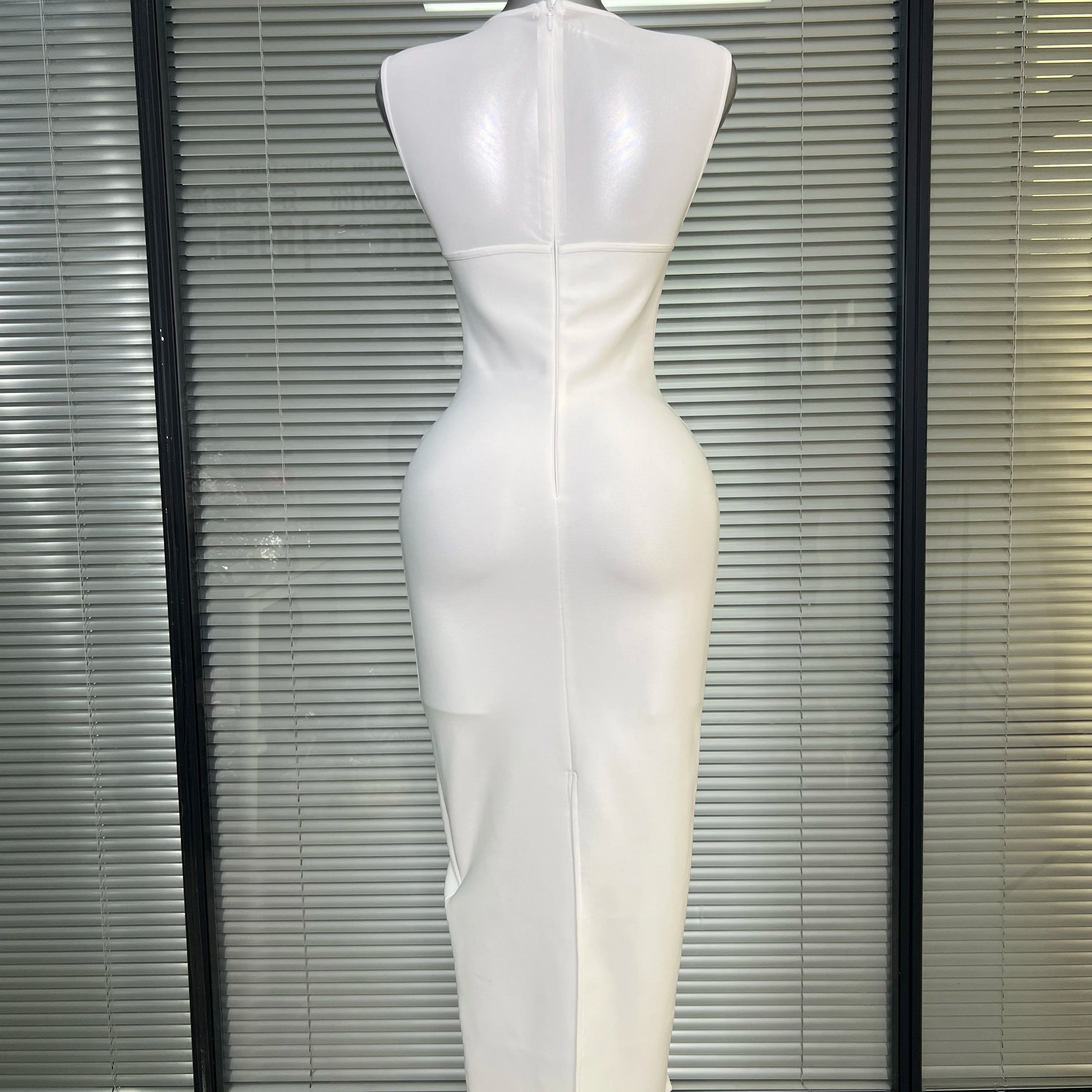 Summer New 2025 Women Black White Long Bodycon Bandage Dress Knitted Mesh Tank Evening Party Dress Vestido