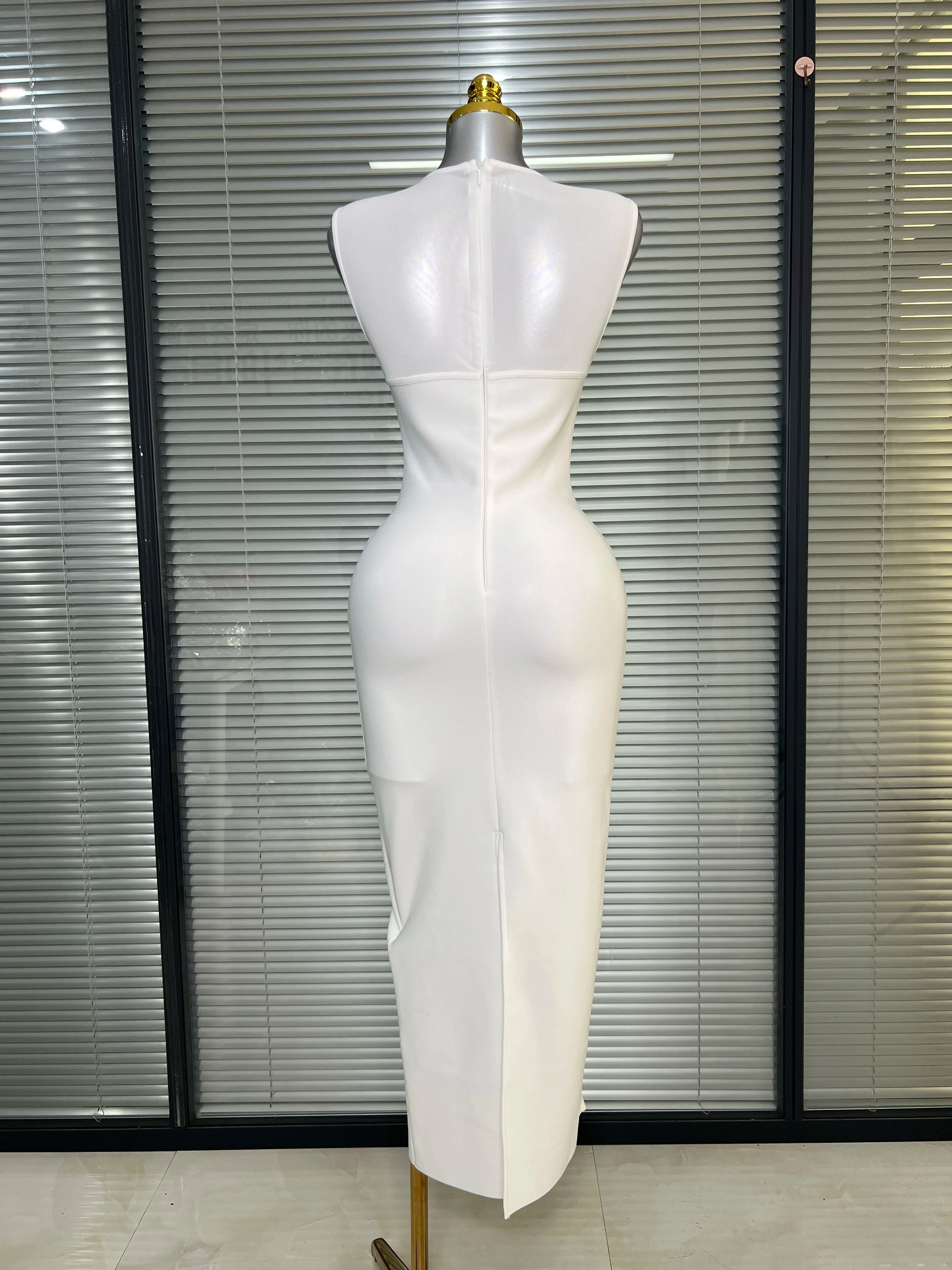 Summer New 2025 Women Black White Long Bodycon Bandage Dress Knitted Mesh Tank Evening Party Dress Vestido