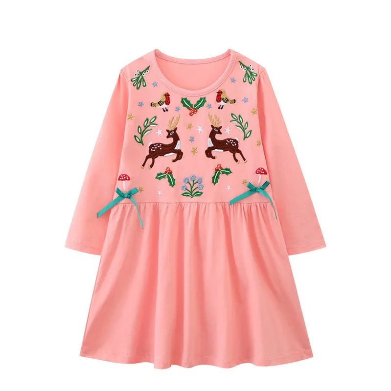 Jumping Meters 2-7T Princess Girls Dresses Bag Print Party Kids Girls Costume Autumn Winter Toddler Frocks Clothing T7025