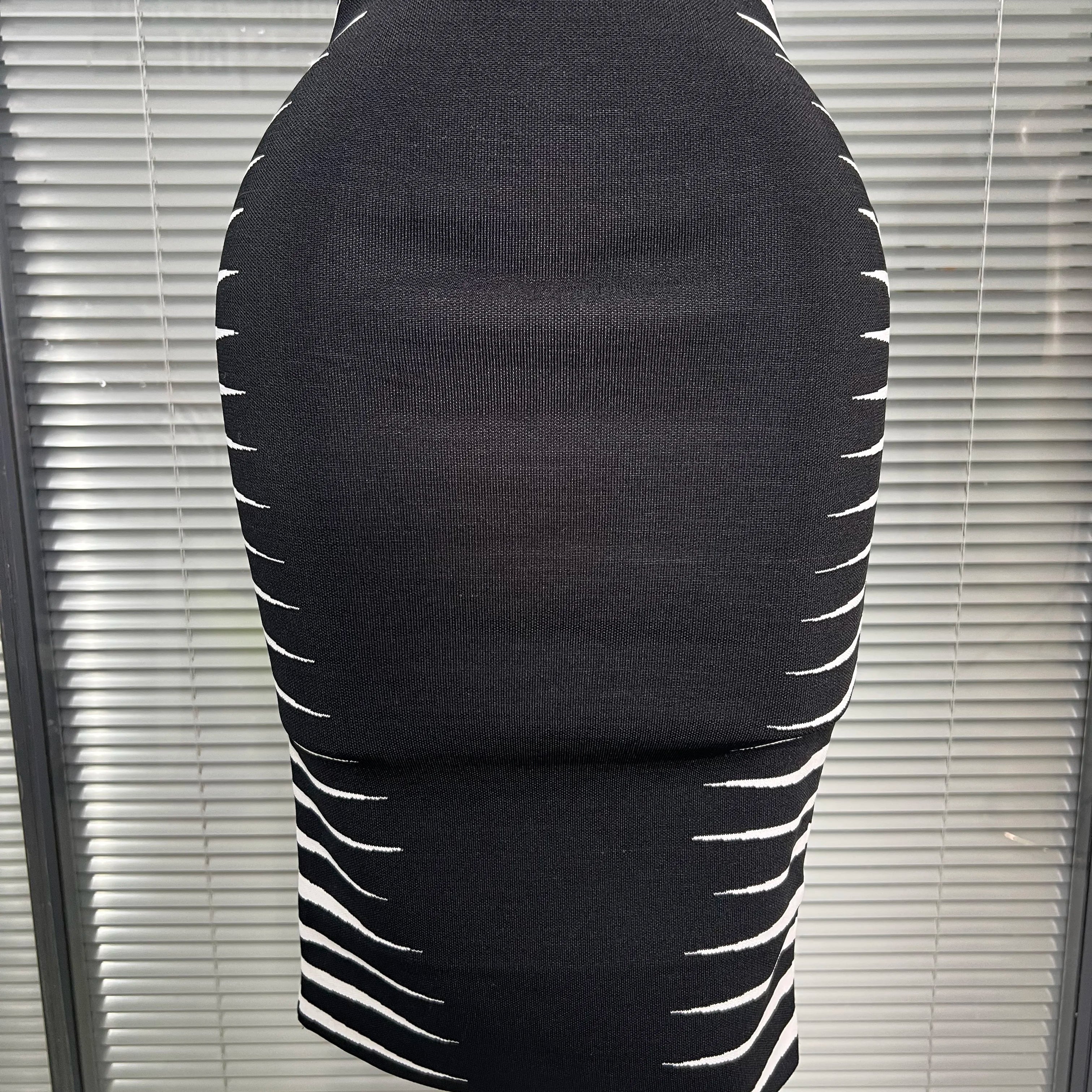 Women Sexy Black Jacquard Tank Midi Bodycon Bandage Dress High Street Elegant Celebrity Party Dress