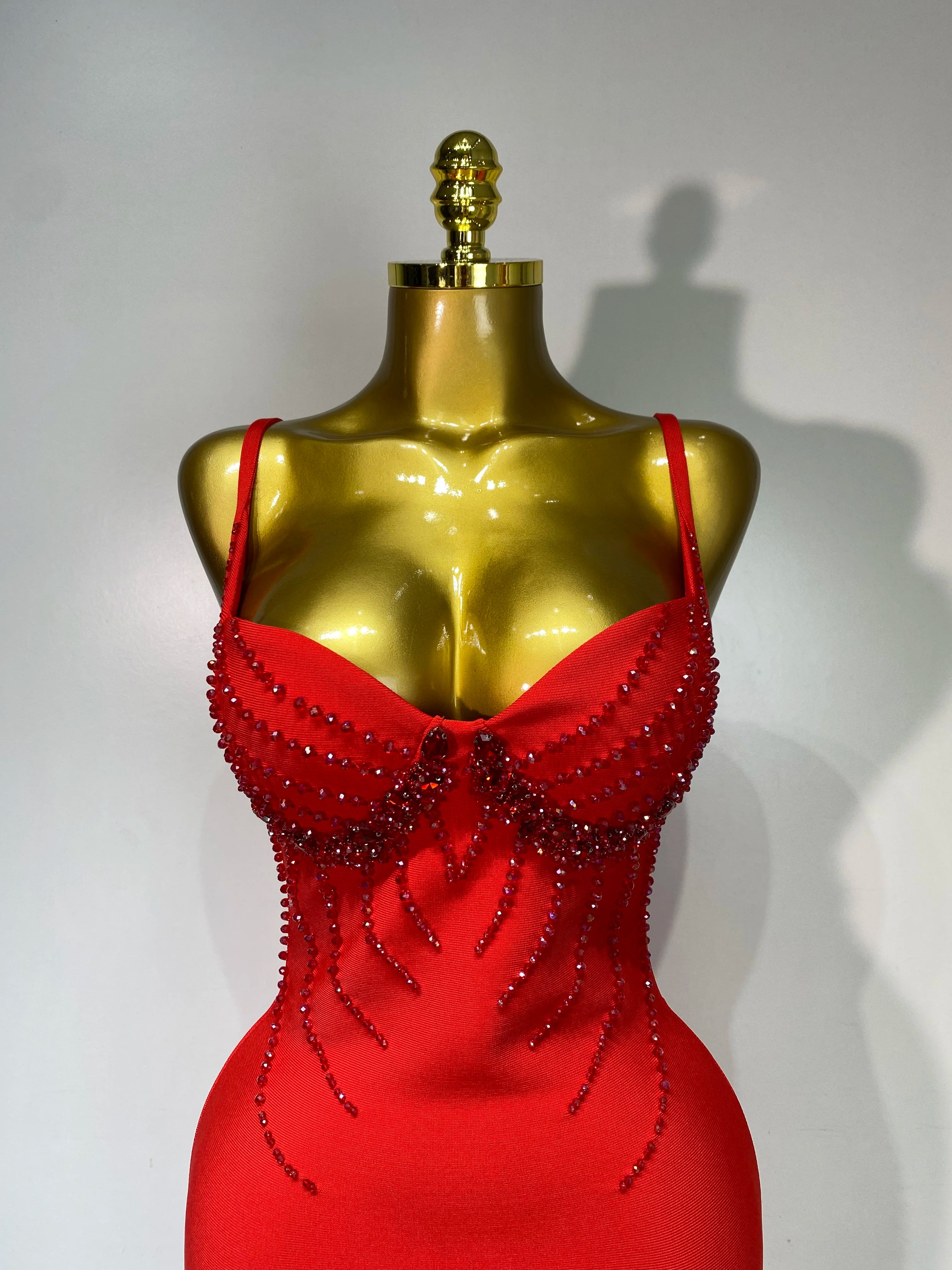 Women Sexy Backless Beading V Neck Bodycon Bandage Dress Club Party Celebrity Elegant Luxury Birthday Dresses Wedding Guest Gown