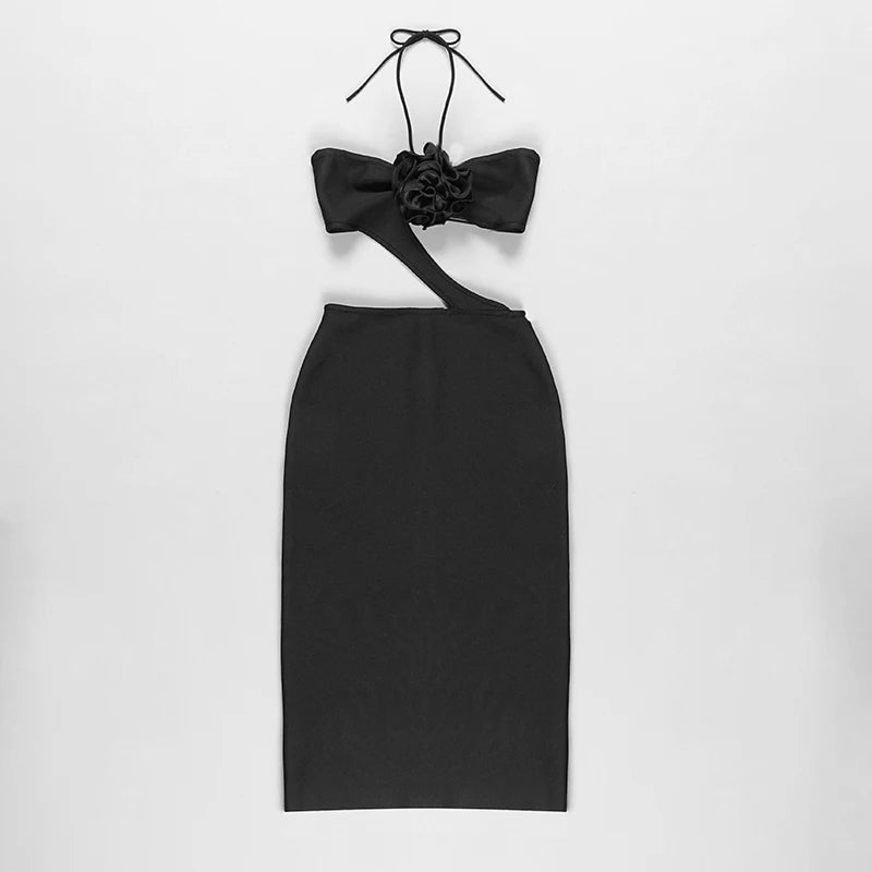 Vestido midi justo justo preto feminino, sexy, estilo bandagem de rayon, moda passarela, sexy, festa de boate, alta qualidade