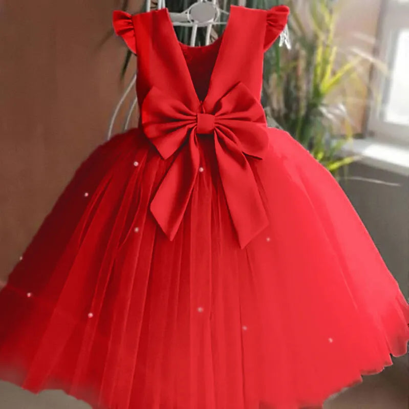 Fashion Wedding Birthday Party Dress Christams Dress For Girl 1-5 Years Girls Dress Elegant Tutu Vestidos Kids Clothes 767-Red