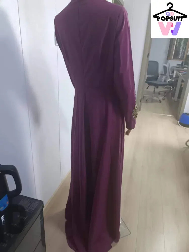 New In Women Dress NO Scarf Elegant Muslim Islam Abaya Embroidered Elastic Falbala High Waist Slim Party Robe Swing Robe Dresses