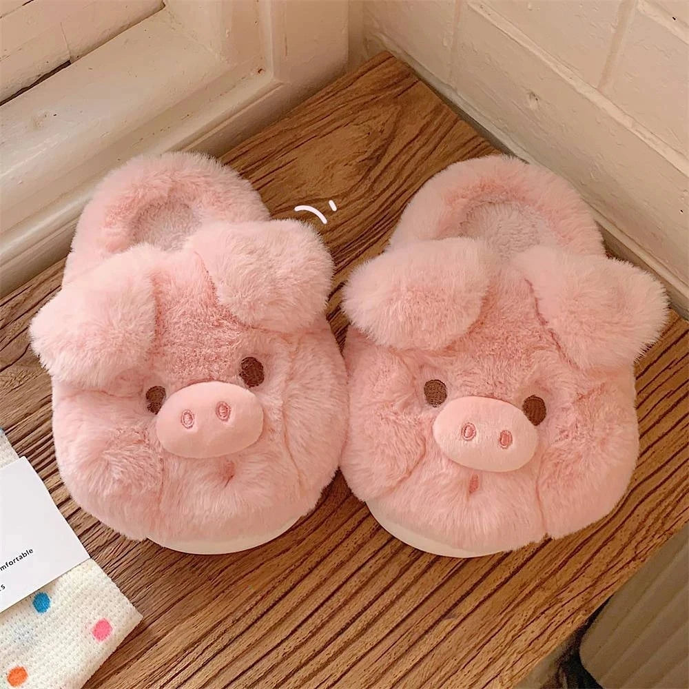 Cute Crocodiles Single Band Winter Women Slipper Soft Heel Platform Fur Warm Indoor Comfortable Home Fluffy Home Slippers