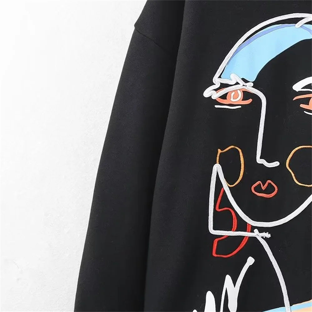 Autumn/Winter Women's New Fashion Casual Embroidery Girls' Pattern Sweater