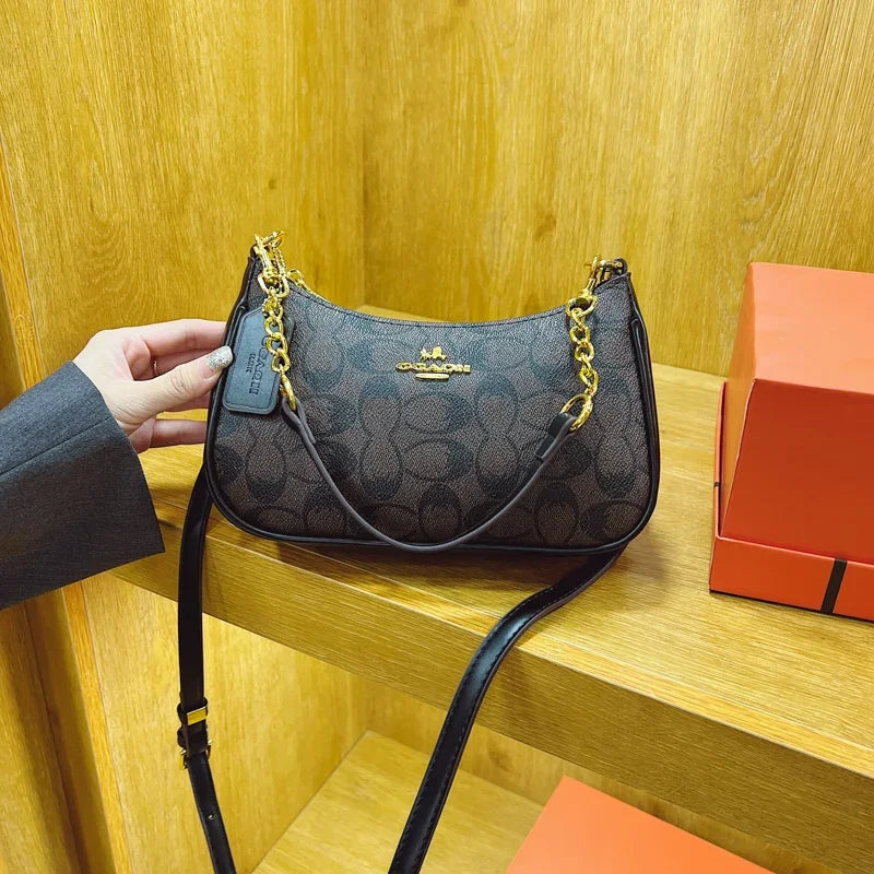 Luxury Signature Women Tote Bag Vintage Leather Crossbody Bag High End Shoulder Handbag