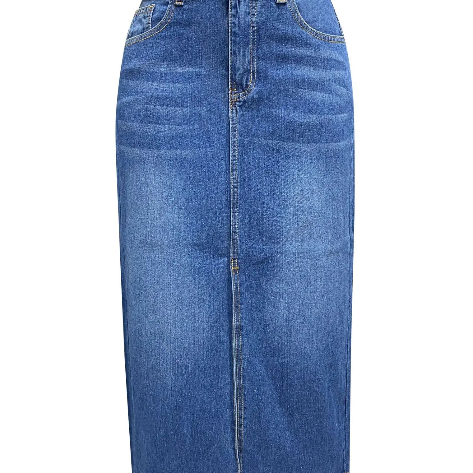 Vintage Y2k Blue Skirt Pocket Jeans Tassel Maxi Spring Autumn Slit Stretch Denim Club E-girl Streetwear Skirts Maxi Long Skirt