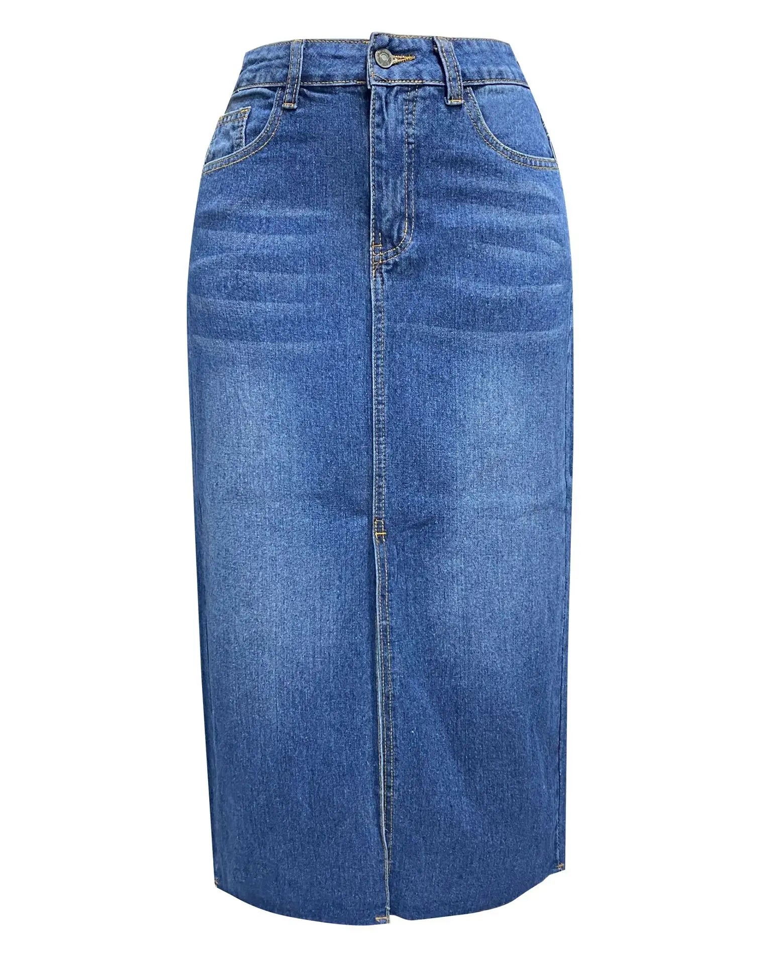 Vintage Y2k Blue Skirt Pocket Jeans Tassel Maxi Spring Autumn Slit Stretch Denim Club E-girl Streetwear Skirts Maxi Long Skirt