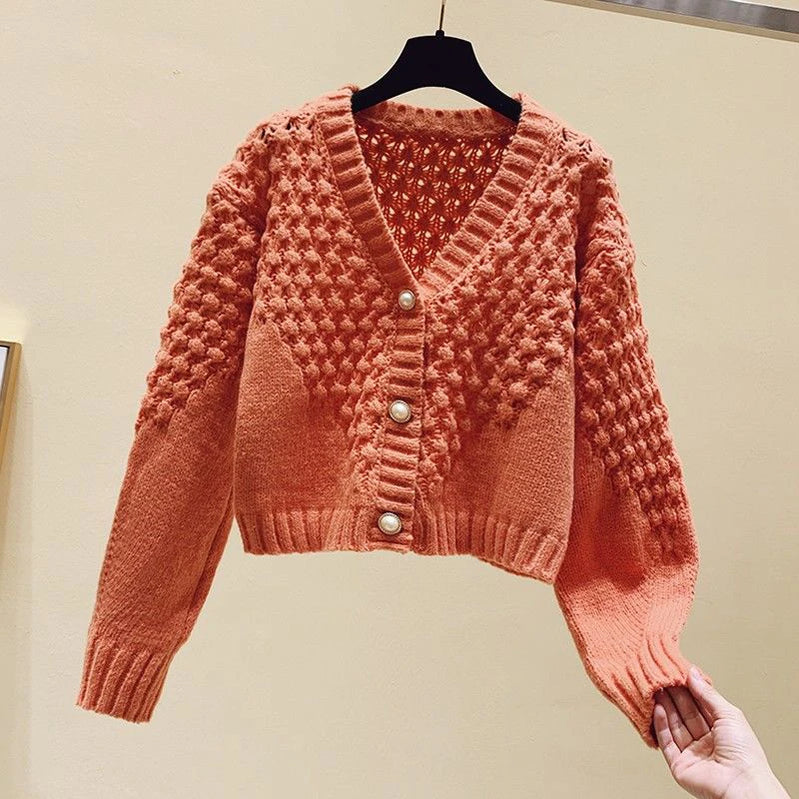Winter Imitate Mink Wool Hot Fleecing Female Casual Sweater O-neck Long Puff Pink Solid Women Knitted Tops Elastic Pullovers Orange One Size
