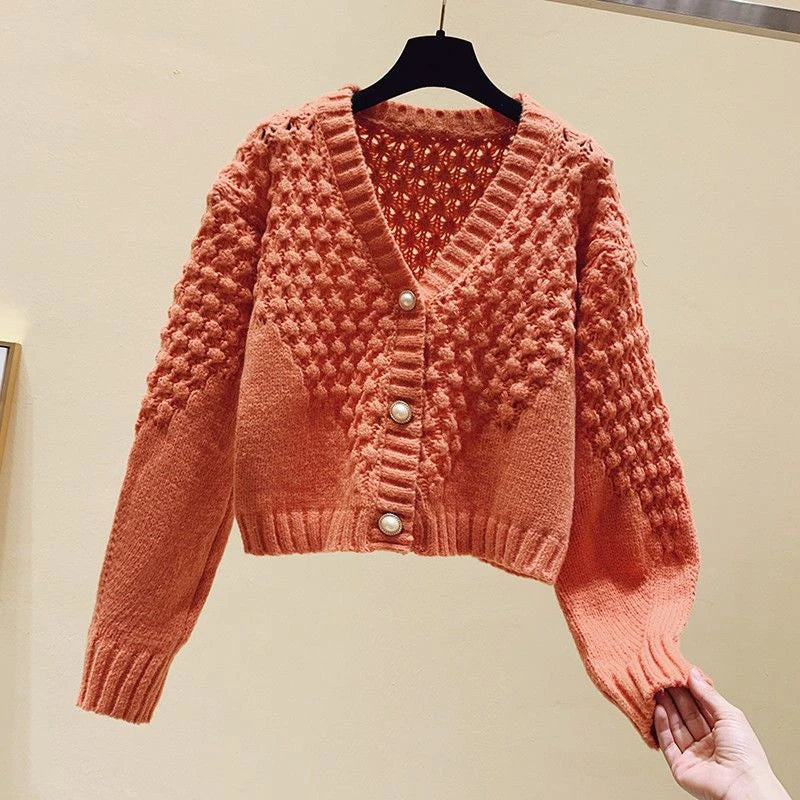 Winter Imitate Mink Wool Hot Fleecing Female Casual Sweater O-neck Long Puff Pink Solid Women Knitted Tops Elastic Pullovers Orange One Size