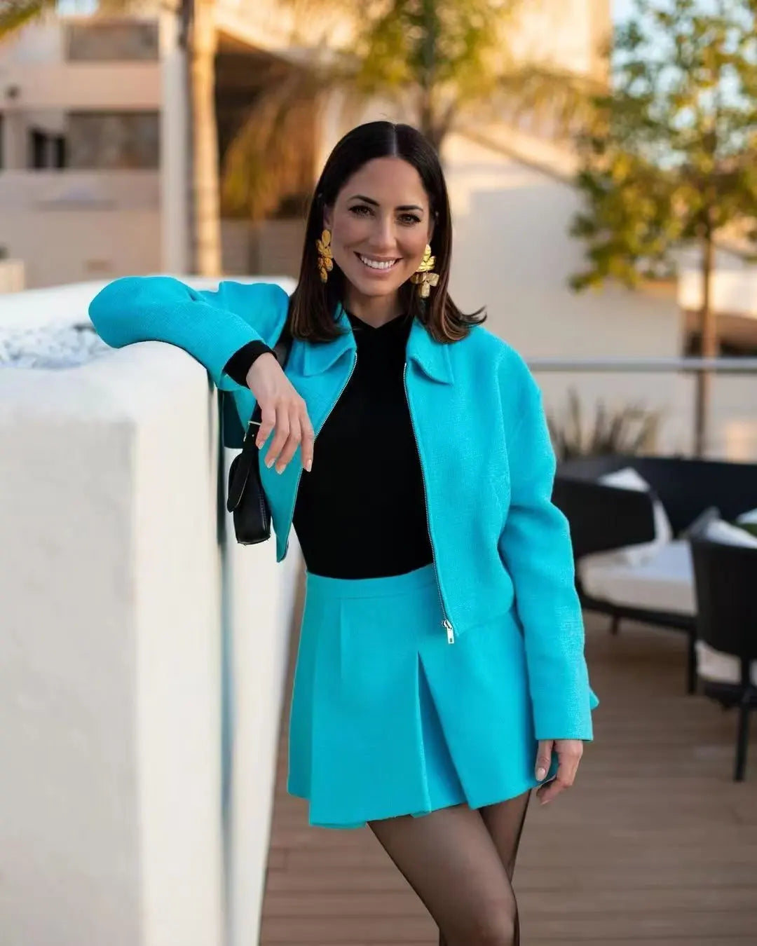 TRAF WOMEN Short skirts two color texture busts summer exclusive women students High Street life beautiful