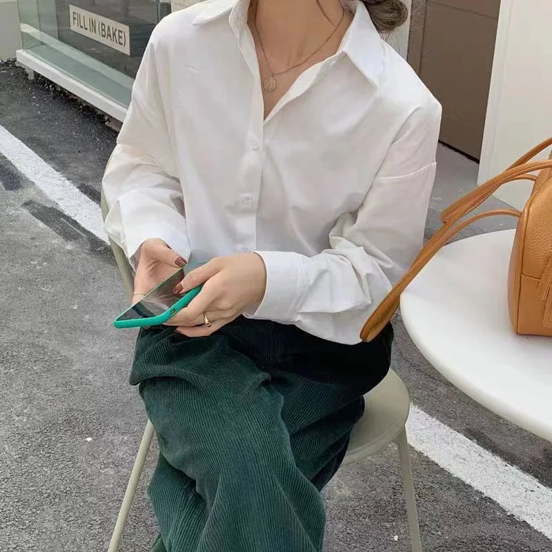 Autumn Clothes Korean Women Shirt Long Sleeve Harajuku Spring Korean Style Fashion Blouse Shirt White Vintage Female Casual Tops