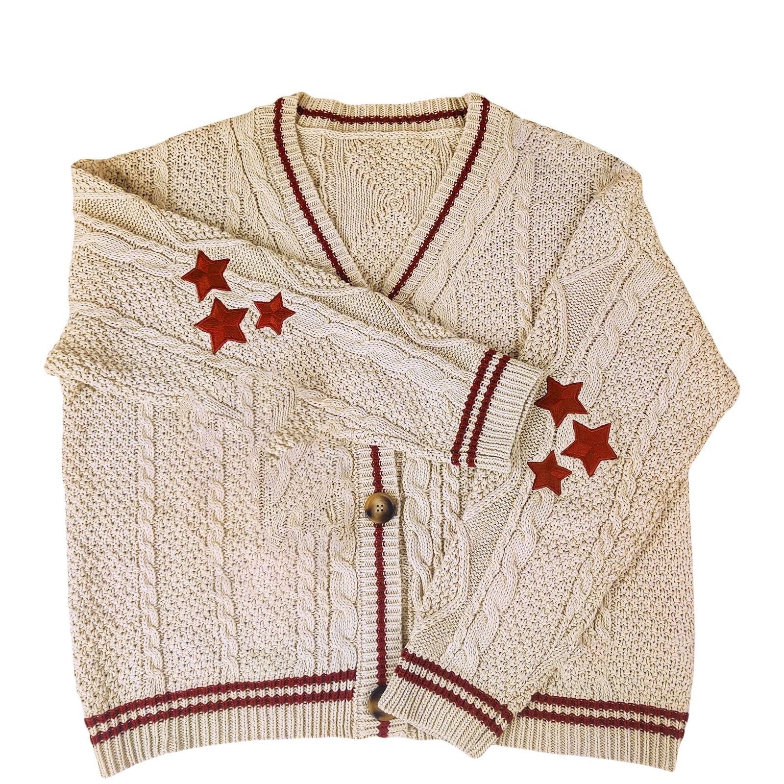 Women's Comfortable Autumn and Winter Knitted Embroidered Cardigan Temperament Age Reduction Loose Casual Sweater Coat
