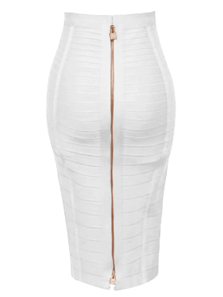 13 Colors Plus Size XL XXL 58cm Women Sexy Zipper Black Blue Orange Red Rayon Bandage Skirt Designer A Line Skirt Faldas