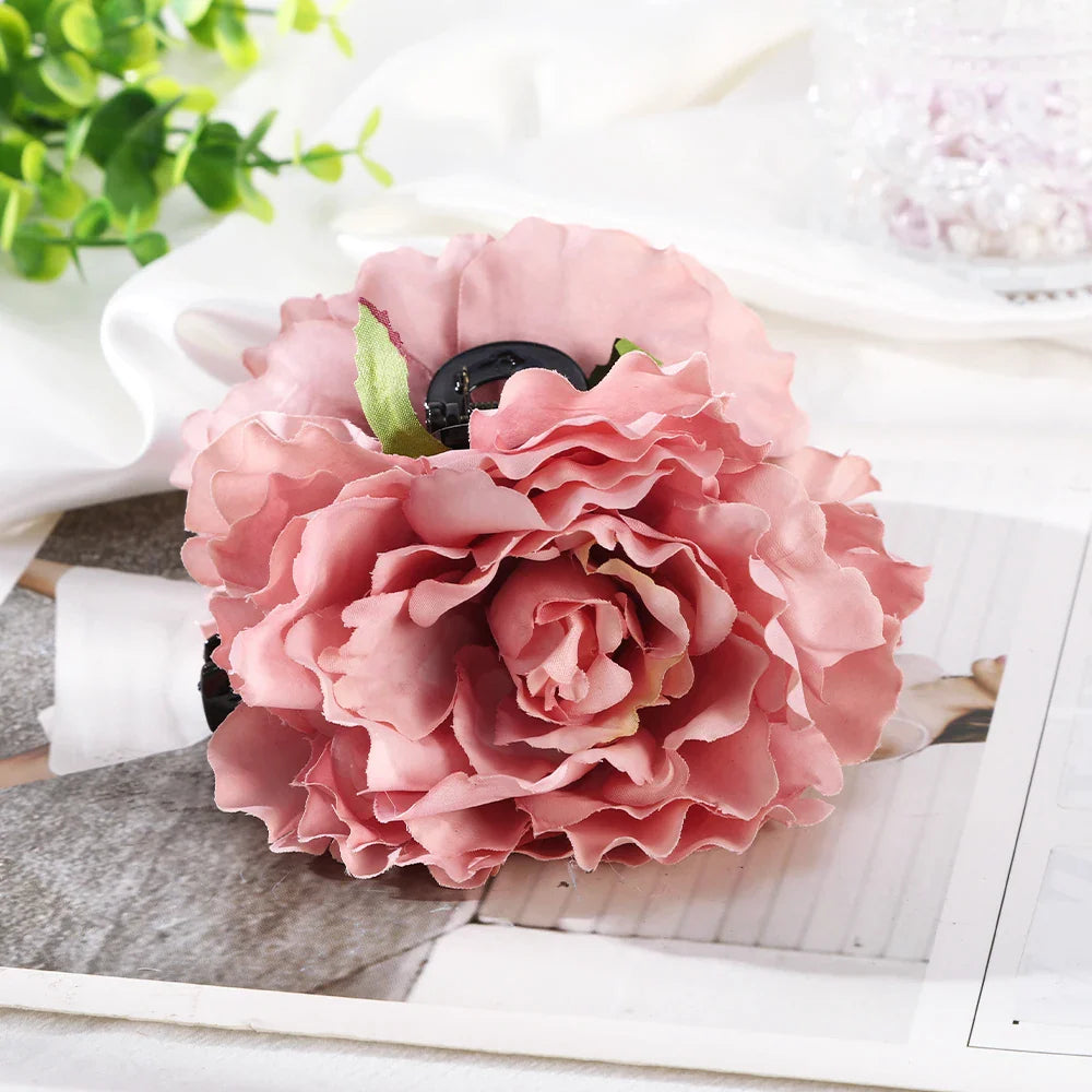 Haimeikang Large Size Flower Hair Clip Claws Hair Crab For Thick Hair Barrettes Hairpins Women Summer Fashion Hair Accessories 2612d-11CM