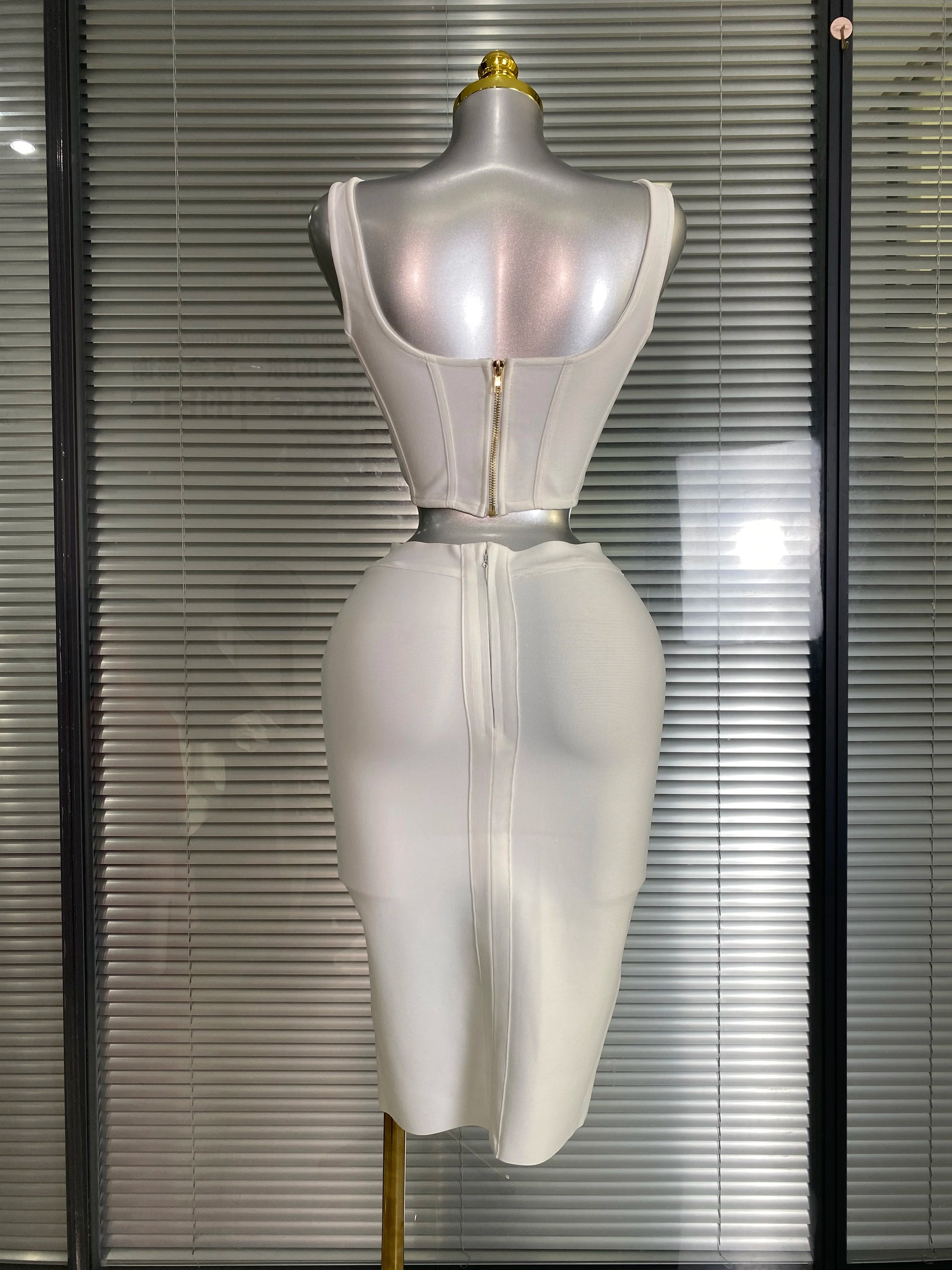 Summer New 2025 Women Sexy Flower White Black Mini Bandage Two Piece Set Celebrity Evening Party Skirt Suits