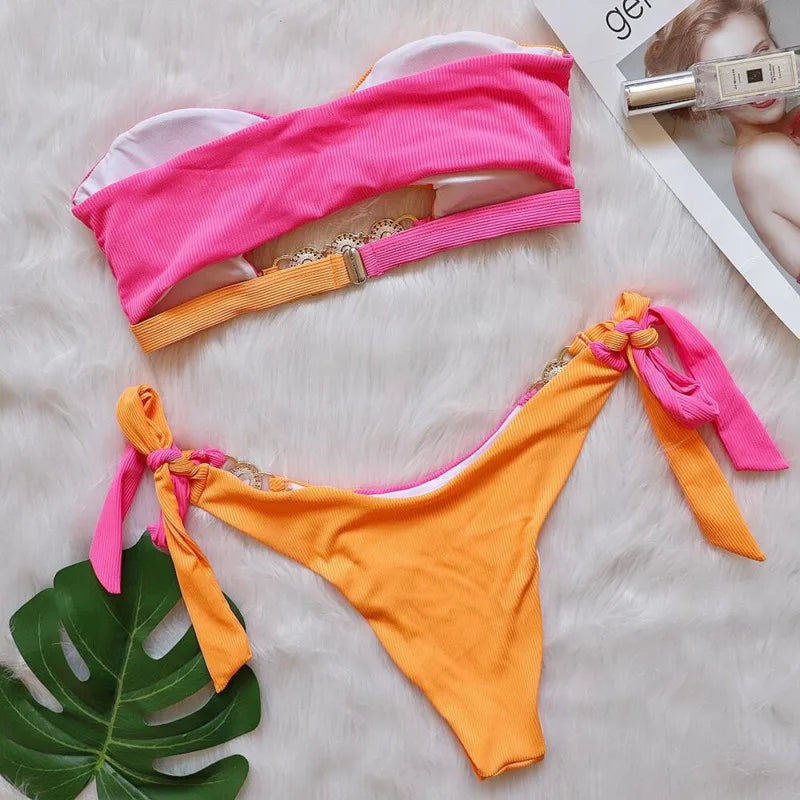 Sexy Rhinestones Bikinis Women Swimwear Female Swimsuit Swimming Bathing Suits Girls Brazilian Bikini Set Beachwear Bather