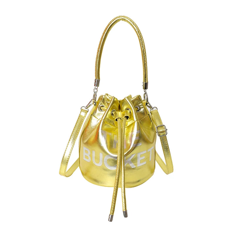 Designer Shoulder Bag for Women Bucket Bag Fashion Purses and Handbags Brand Crossbody Bags Cute Silk Scarf Satchel Gold shoulder bag 19X20X19cm