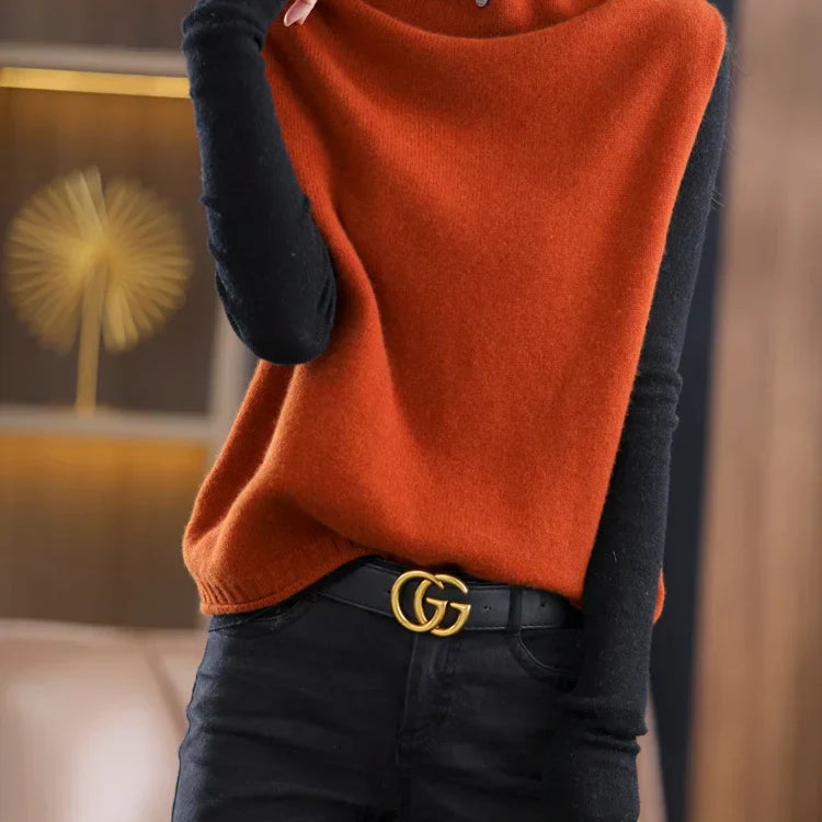 2023 100% Pure Wool Turtleneck Waistcoat Women's Knitted Vest New Autumn And Winter Sleeveless Top Sweater JQ137