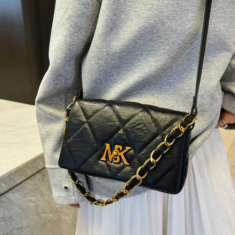 2025 Spring Quilted Chain Bag for Women Niche Designer Underarm Purse Adjustable Crossbody Strap Luxury Shoulder Bag