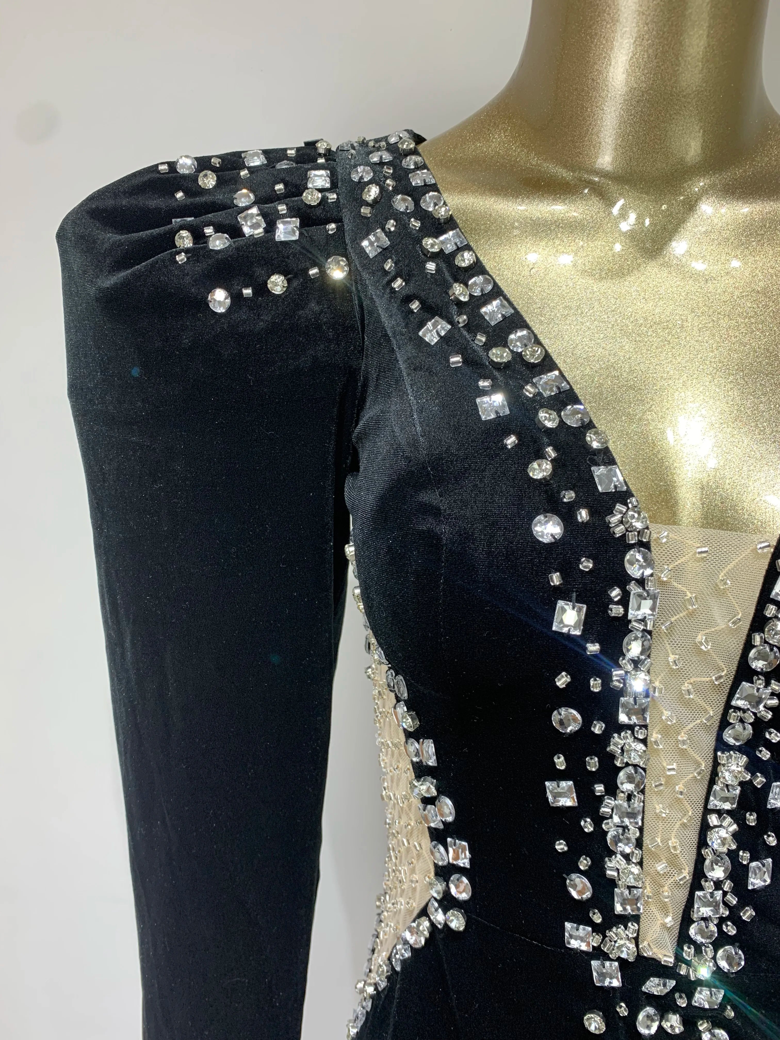 Women Winter  Sexy One Shoulder Long Sleeve Beading Diamonds Maxi Long Gowns Dress Elegant Celebrity Evening Party Club Dress