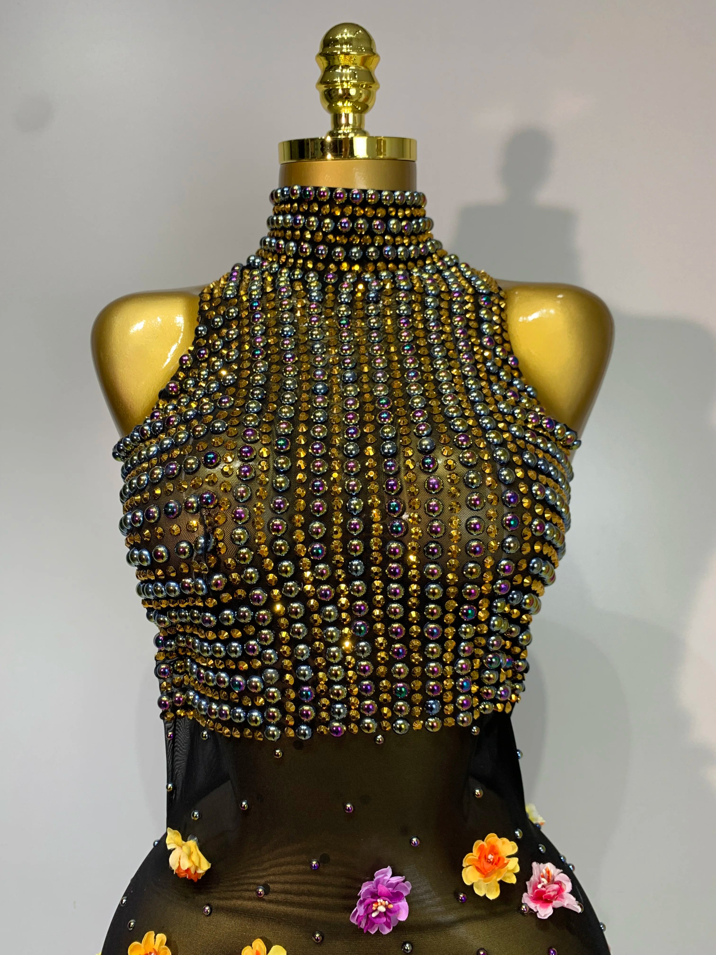 Luxury Rhinestones Flowers Sexy See Through Long Dress 2025 Elegant Evening Party Birthday Wedding Guest Dress Club Stage Outfit