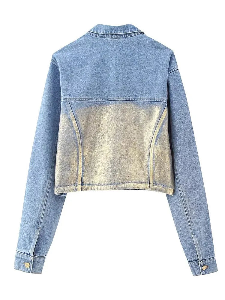 Tie Dye Fashion Denim Jackets For Women Lapel Long Sleeve Single Breasted Cropped Coat Women's Jacket Streetwear Coats Y2k Tops