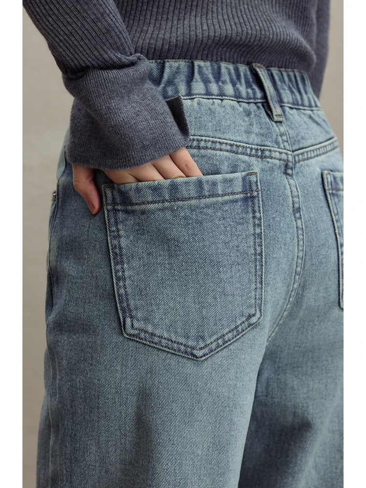 Casual High Waist Retro Straight Wide Leg Pants for Women Style Washed Jeans Loose Floor Mopping Jeans Female