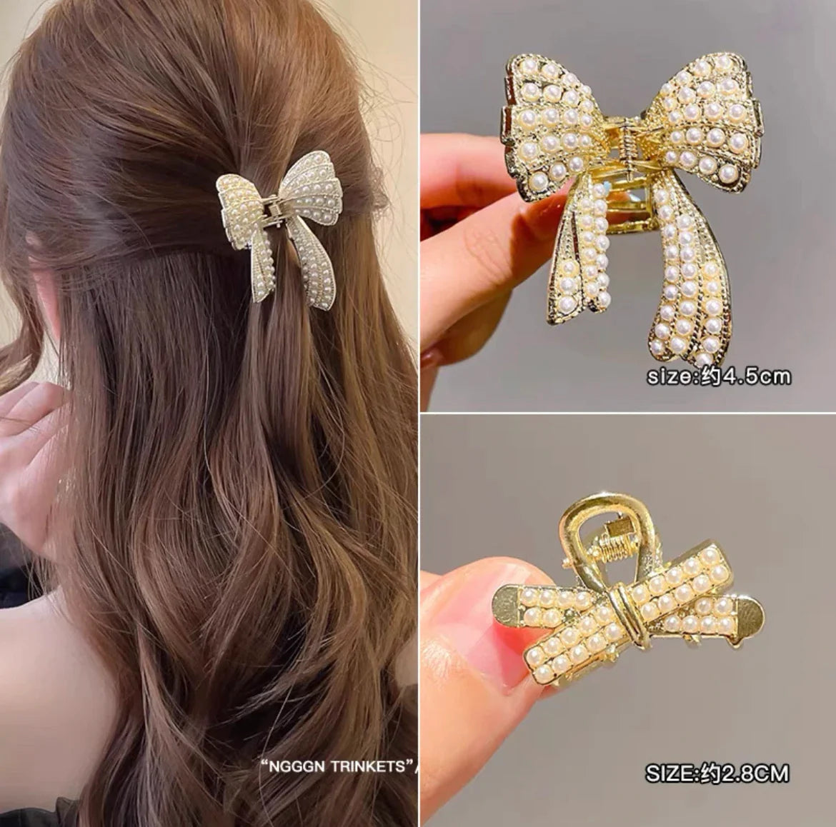 Mini Pearl Hair Claws Clips for Women Elegant Rhinestone Headwear Hairpins Hair Crab Barrettes Hair Accessories for Women 2pcs 11 One Size