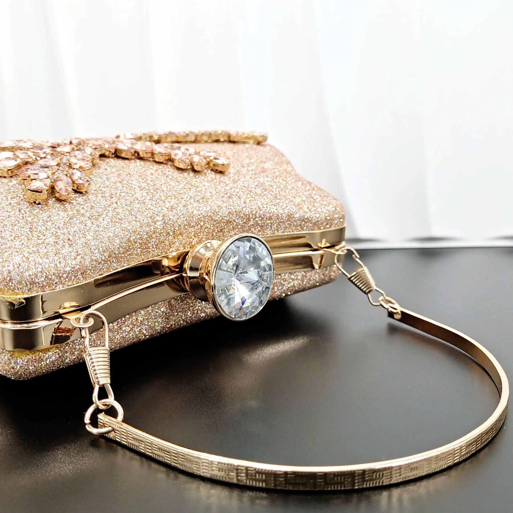 Party Bag With Diamond Design Fashion Ladies Bag Rhinestone Embellished Long Chain Shoulder Bag