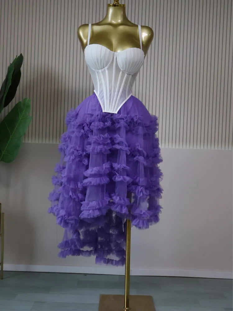 CM.YAYA Women's Dress Set Tunic Irregular Crop Top and Irregular Ball Gown Maxi Long Skirt Suit 2025 Two 2 Piece Set Outfits