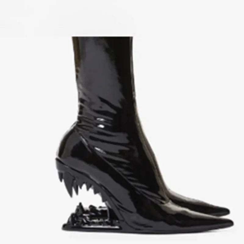 European and American New Knee-length Thigh Women's Boots Fashion Pointed Side Zipper Teeth High Heels Show Patent Leather Boots