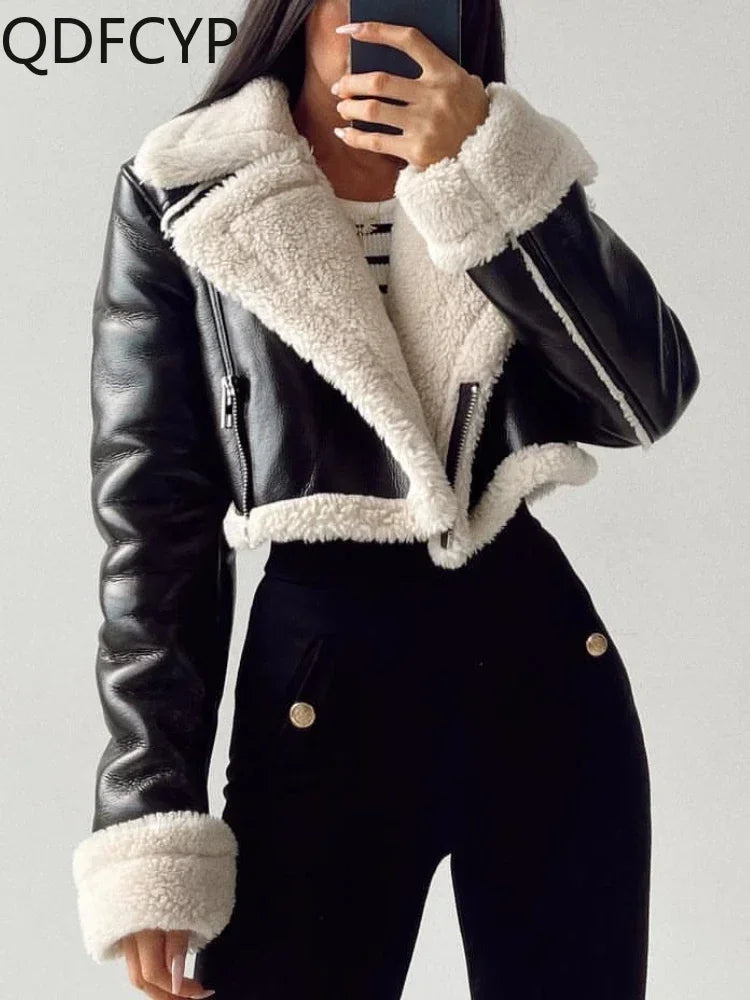 Autumn Winter Women's Leather Jacket Coat Fashion Vintage Zippers Faux Leathers Casual Simple Cool Short Soft Warm Coats