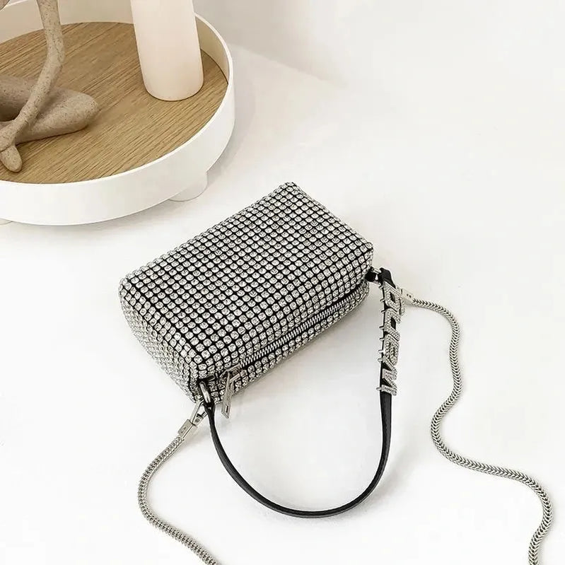 Hobo-bag Female Clutch Women Diamond Design Brand Luxury designer Shoulder Bags womens Handbag Leather PU Shiny Messenger Bag