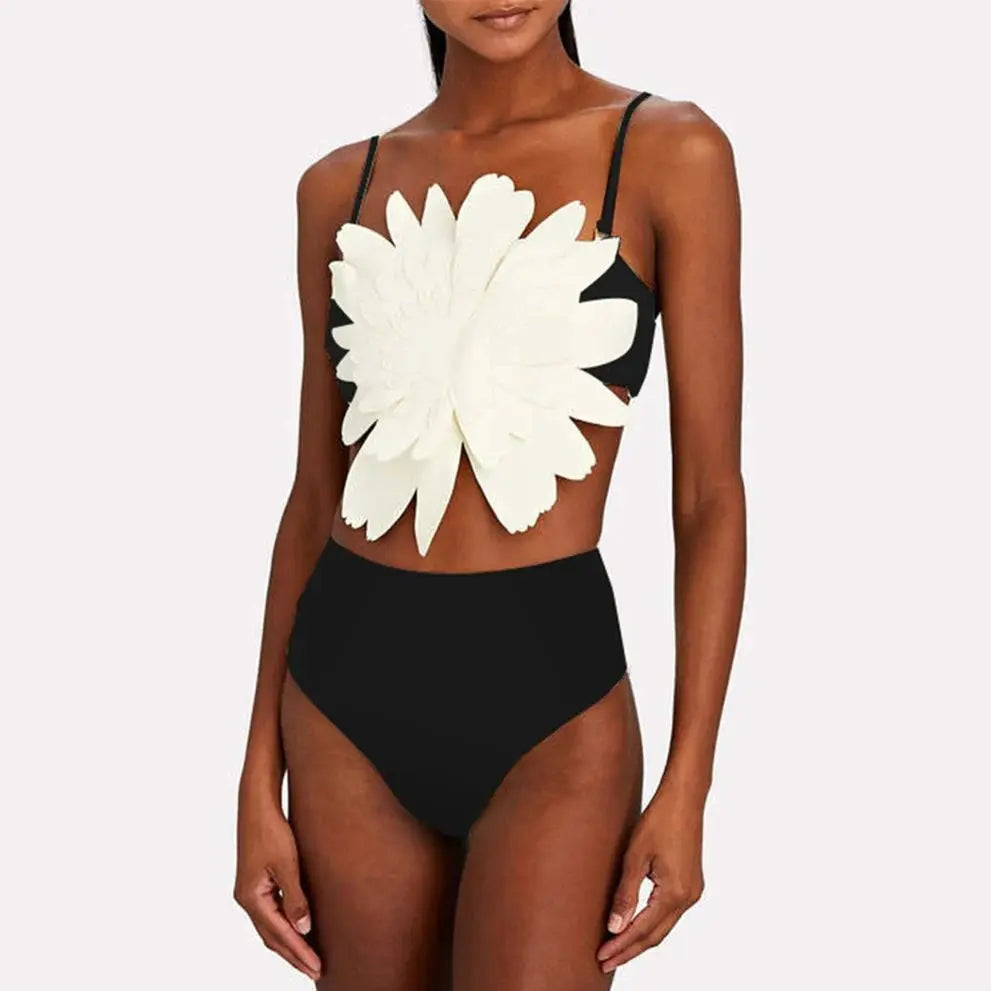 White Floral Female Bikini One Piece High Waistline Swimsuit Tight Fitting Backless Swimwear 2024 Women Stylish top 5