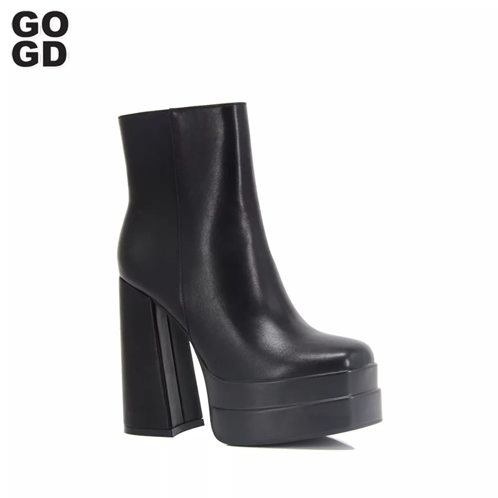 Ankle Boots Women Quality Platform Boots Female Fashion Short Boot Black Chunky High Heel Women Shoes Big Size 41