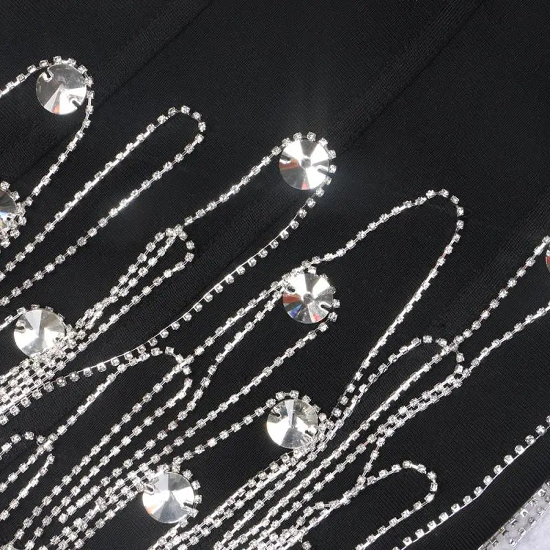 2023 New Summer Women Strap Off the Shoulder Bodycon Mini Dress Rayon Bandage Diamond Chain Nightclub Party Celebrate Dress