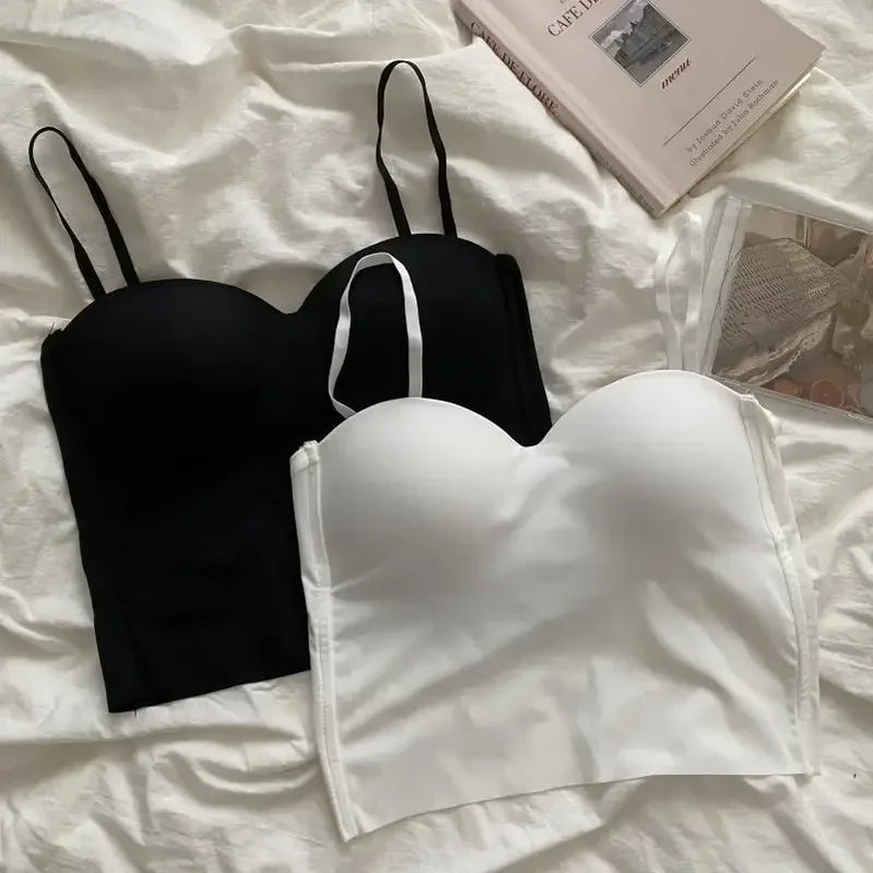 Camisole for Women Fitness Crop Tops Mujer Ropa Summer Elegant Sexy Casual Топ Женский Aesthetic Solid Ice Silk Corset Underwear