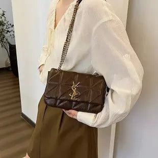 2025 Korean Style Quilted Bag, Soft Leather Crossbody Purse for Women, Chain Strap Shoulder Bag, Chic & Versatile