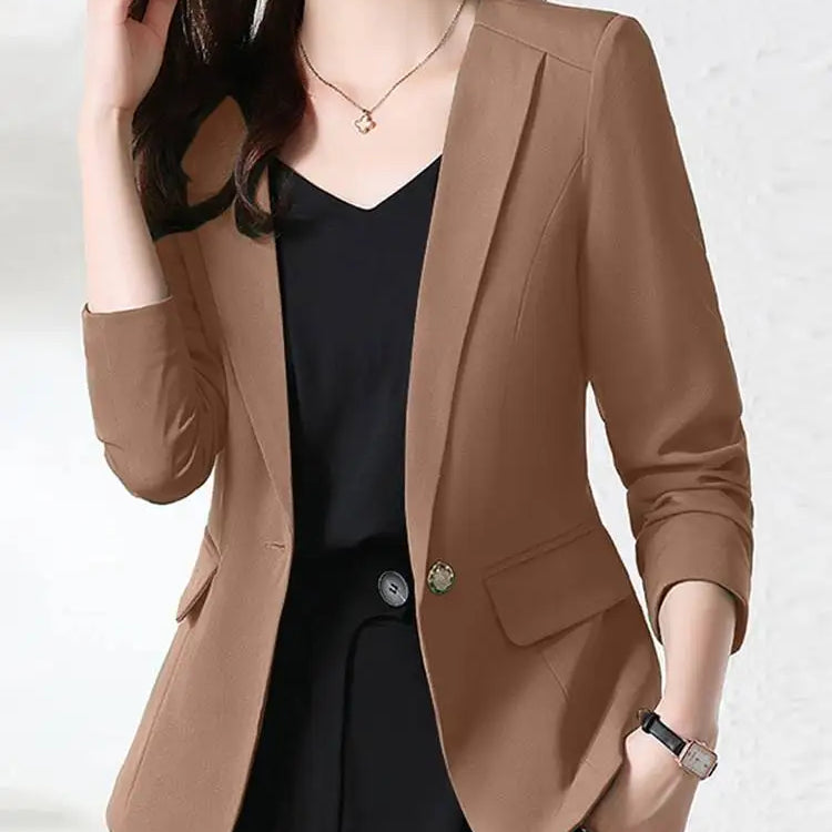 Women Fashion Solid Blazer Outwear Autumn Long Sleeve Shirt Casual OL Work Blouse Female Buttons Tops Elegant Lady Suits