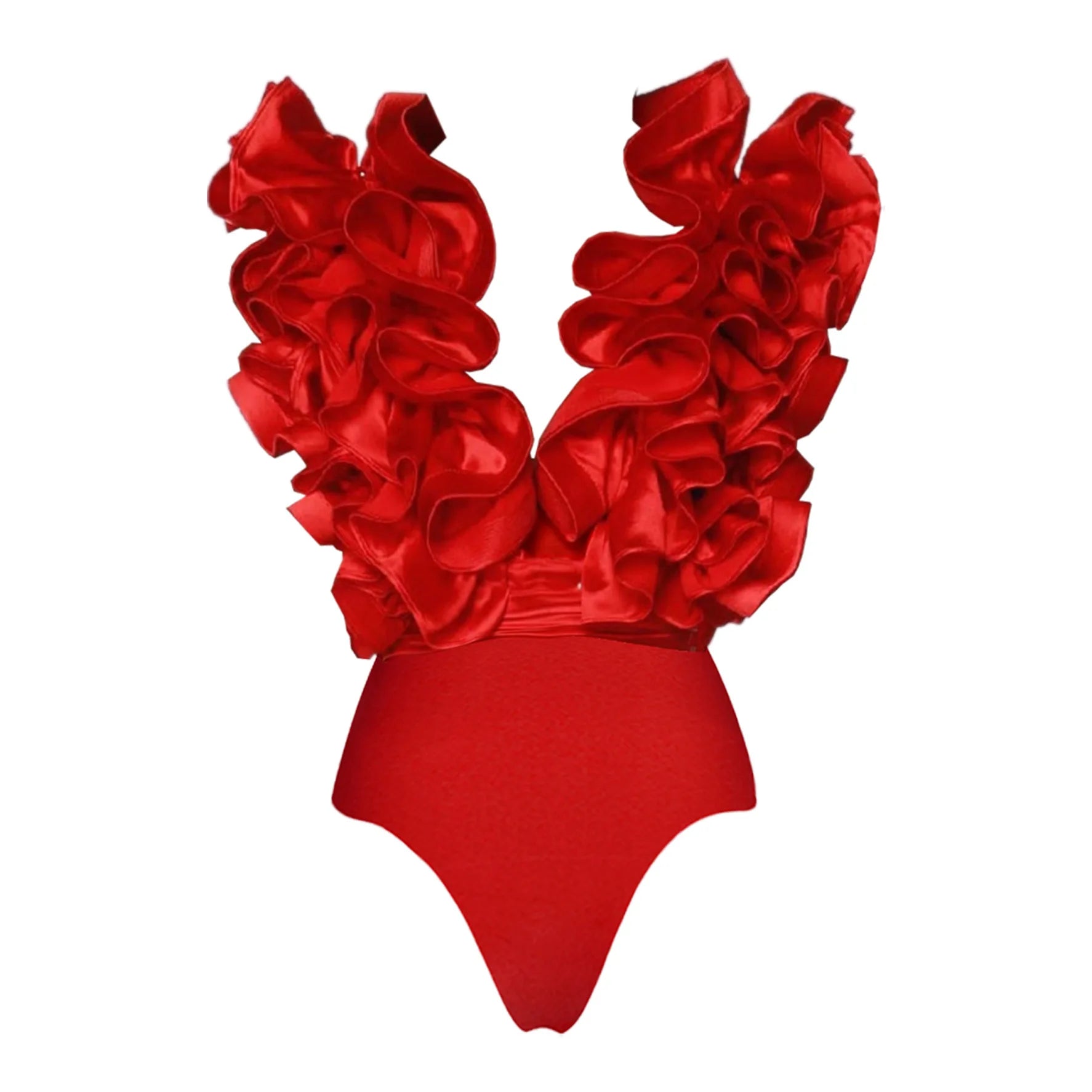 CM.YAYA Women Sets Streetwear 2 Two-piece Suits Sexy Beach Holiday Ruffles Asymmetrical V-neck Bodysuit+Long Skirts Bikinis Sets